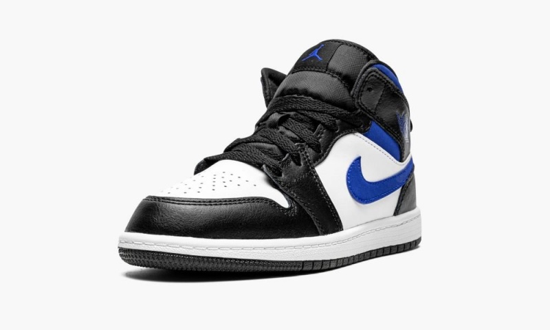 Nike Air Jordan 1 Mid PS 'Black / White/ Racer Blue' Lasten Kengät Valkoinen Sininen Mustat | 203ZPBDJR