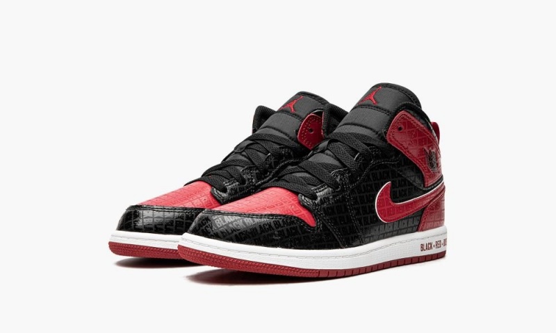 Nike Air Jordan 1 Mid PS 'Bred Text' Lasten Kengät Mustat Punainen Valkoinen | 846OFCRSW