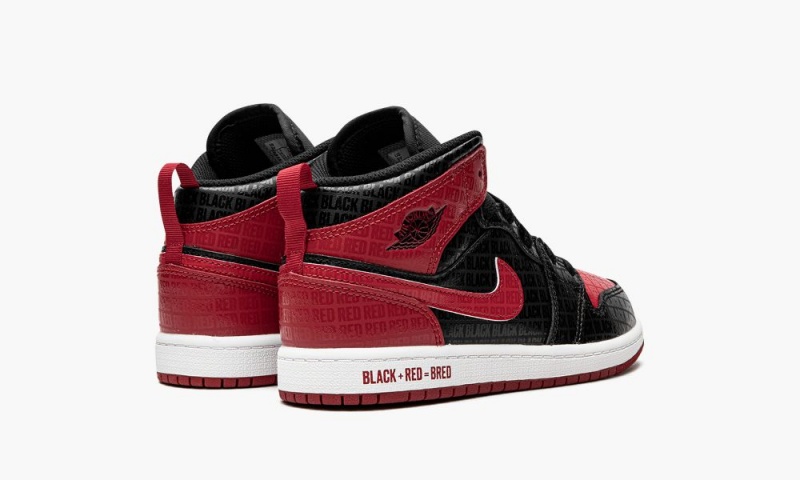 Nike Air Jordan 1 Mid PS 'Bred Text' Lasten Kengät Mustat Punainen Valkoinen | 846OFCRSW