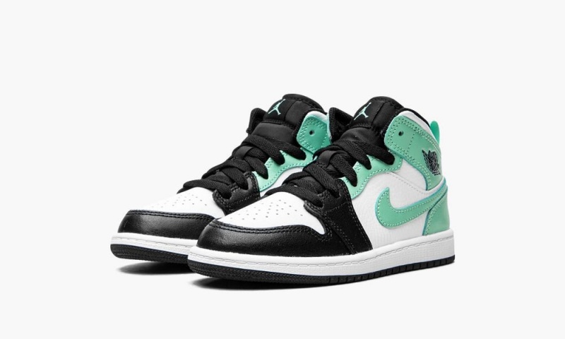 Nike Air Jordan 1 Mid (PS) Lasten Kengät Valkoinen Mustat Vihreä | 203XJIRTY