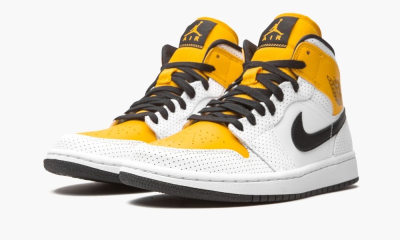 Nike Air Jordan 1 Mid 'Perforated' Naisten Kengät Valkoinen Mustat Kultaiset | 259OEQTMX