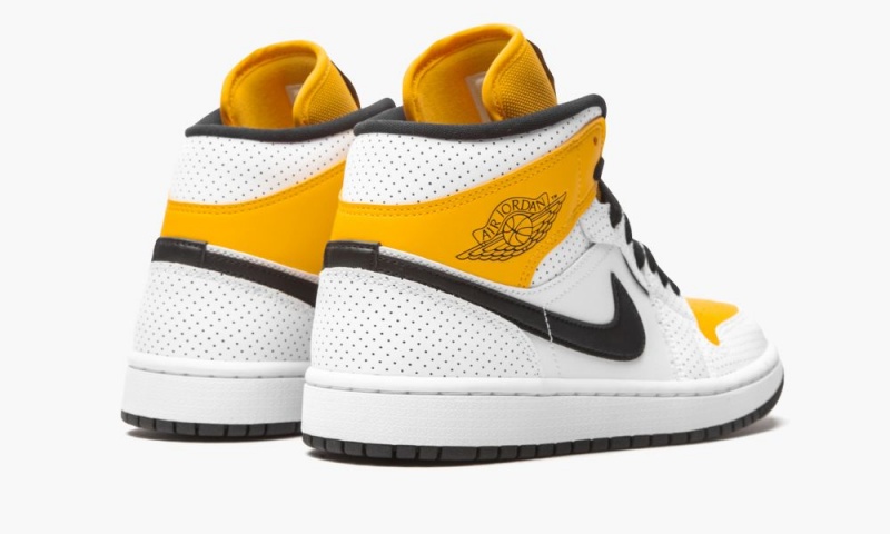 Nike Air Jordan 1 Mid 'Perforated' Naisten Kengät Valkoinen Mustat Kultaiset | 259OEQTMX