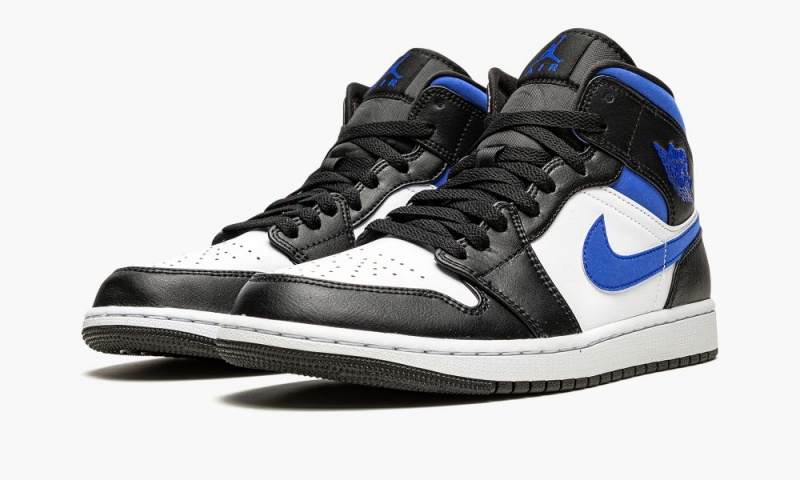 Nike Air Jordan 1 Mid 'Racer Blue / Black / White' Miesten Kengät Valkoinen Sininen Mustat | 984KDHLSA