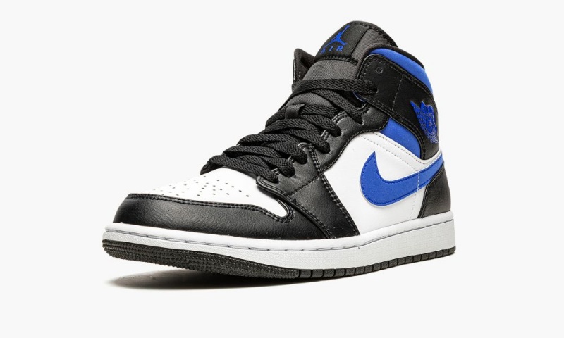 Nike Air Jordan 1 Mid 'Racer Blue / Black / White' Miesten Kengät Valkoinen Sininen Mustat | 984KDHLSA