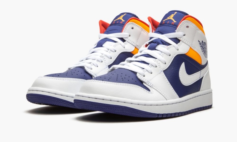 Nike Air Jordan 1 Mid 'Royal Blue / Laser Orange' Miesten Kengät Valkoinen Oranssi | 732NCTVPW