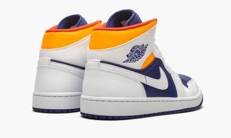 Nike Air Jordan 1 Mid 'Royal Blue / Laser Orange' Miesten Kengät Valkoinen Oranssi | 732NCTVPW