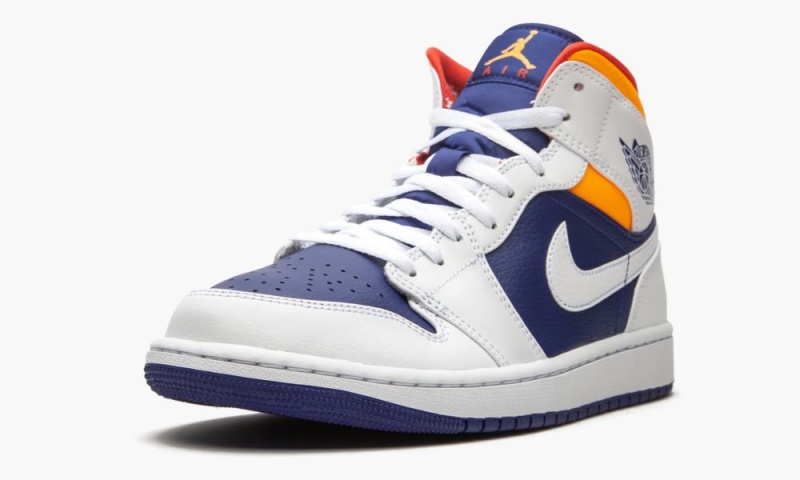 Nike Air Jordan 1 Mid 'Royal Blue / Laser Orange' Miesten Kengät Valkoinen Oranssi | 732NCTVPW