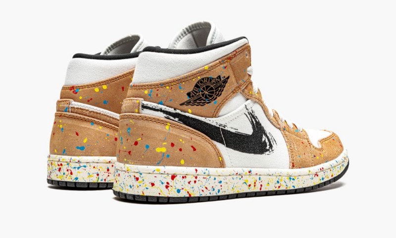 Nike Air Jordan 1 Mid SE 'Brushstroke' Miesten Kengät Valkoinen Punainen Ruskea | 328KAUFMW