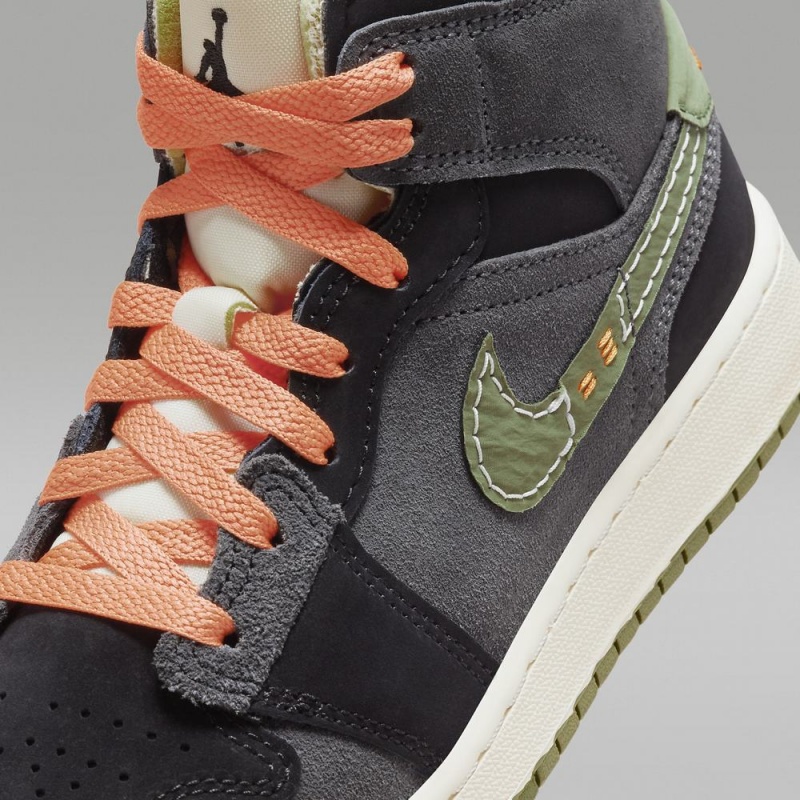Nike Air Jordan 1 Mid SE Craft Lasten Kengät Tummanharmaat Mustat Sininen Vaaleanoliivinvihreä | 135WNSUEC
