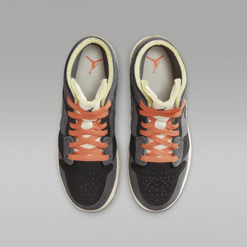 Nike Air Jordan 1 Mid SE Craft Lasten Kengät Tummanharmaat Mustat Sininen Vaaleanoliivinvihreä | 135WNSUEC