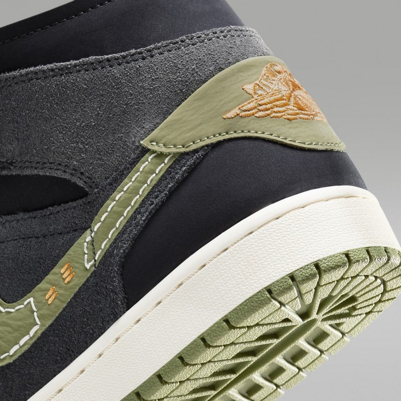 Nike Air Jordan 1 Mid SE Craft Naisten Kengät Tummanharmaat Mustat Sininen Vaaleanoliivinvihreä | 901FBPUNG
