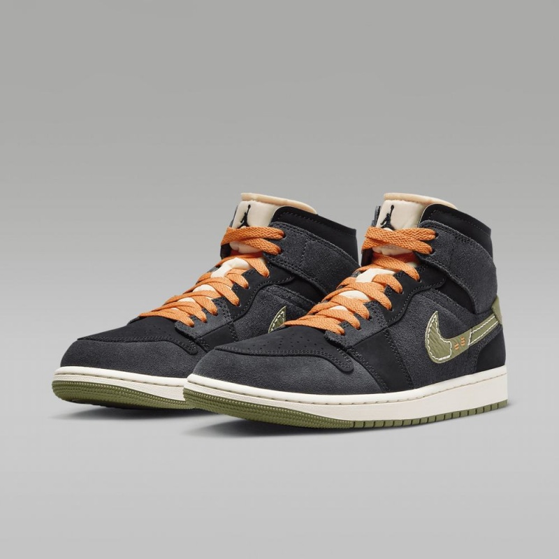 Nike Air Jordan 1 Mid SE Craft Naisten Kengät Tummanharmaat Mustat Sininen Vaaleanoliivinvihreä | 901FBPUNG