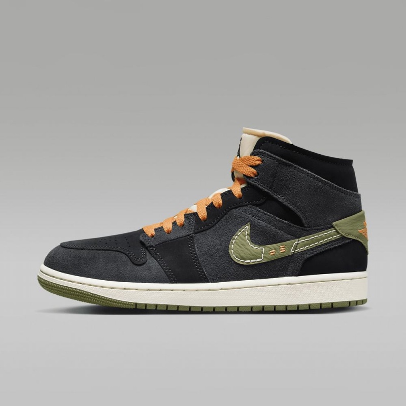 Nike Air Jordan 1 Mid SE Craft Naisten Kengät Tummanharmaat Mustat Sininen Vaaleanoliivinvihreä | 901FBPUNG
