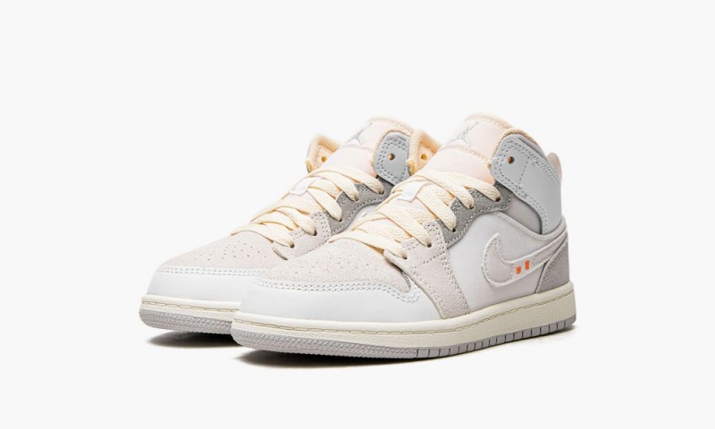 Nike Air Jordan 1 Mid SE Craft PS Lasten Kengät Valkoinen Harmaat | 725RXWPBS