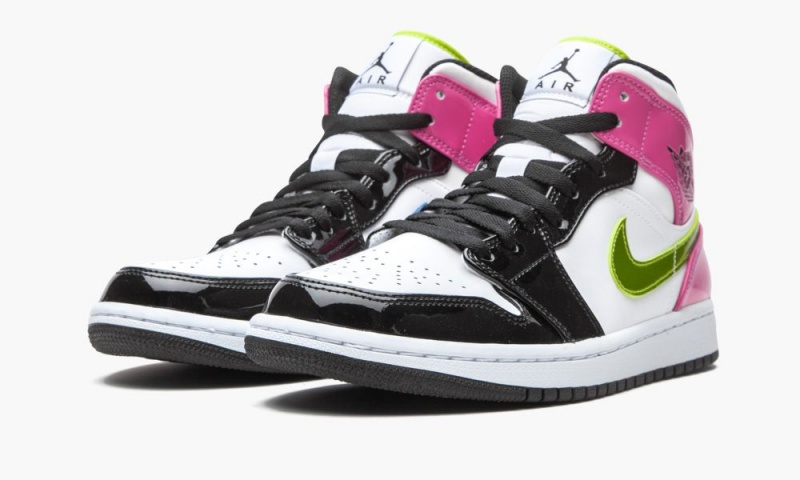 Nike Air Jordan 1 Mid SE 'Cyber / Active Fuchsia' Miesten Kengät Valkoinen Fuksia Mustat | 093JWMNLG