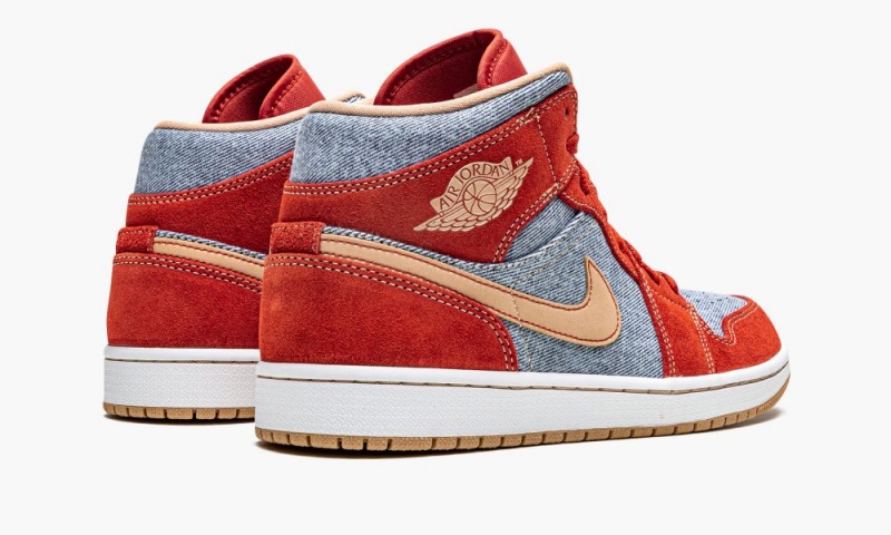Nike Air Jordan 1 Mid SE 'Denim Red Mokka' Miesten Kengät Punainen Valkoinen | 470CJSBZF