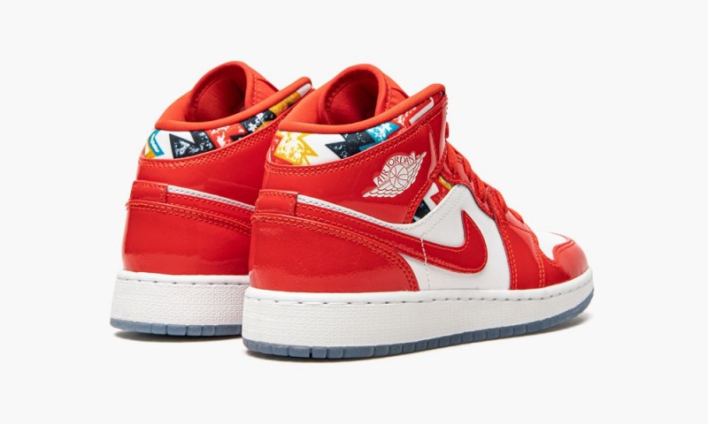 Nike Air Jordan 1 Mid SE GS 'Barcelona Villa Red Kiiltonahka' Lasten Kengät Punainen Valkoinen | 042LXSYFZ