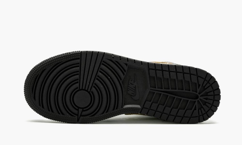 Nike Air Jordan 1 Mid SE (GS) 'Black Gold Kiiltonahka Nahkaiset' Lasten Kengät Mustat Metal Kultaiset Valkoinen | 573CYNJTQ