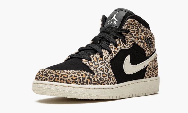 Nike Air Jordan 1 Mid SE (GS) 'Cheetah' Lasten Kengät Mustat Valkoinen | 146GTRJCI