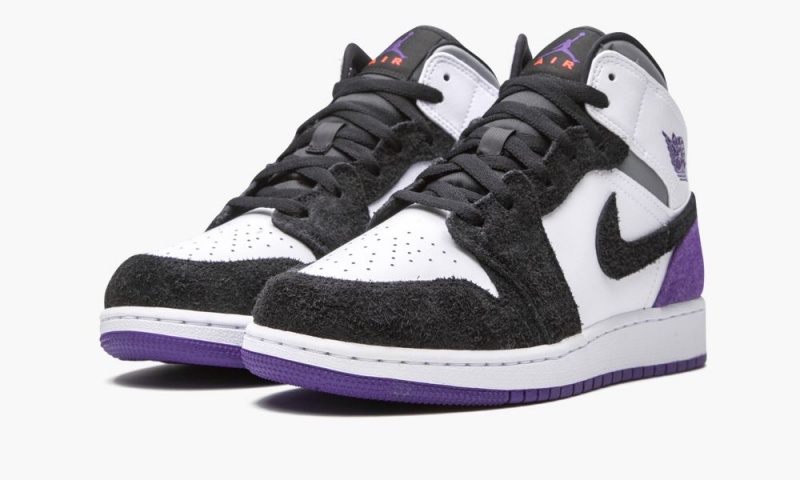 Nike Air Jordan 1 Mid SE GS 'Court Purple Mokka' Lasten Kengät Valkoinen Violetit Mustat | 765TNVSKB