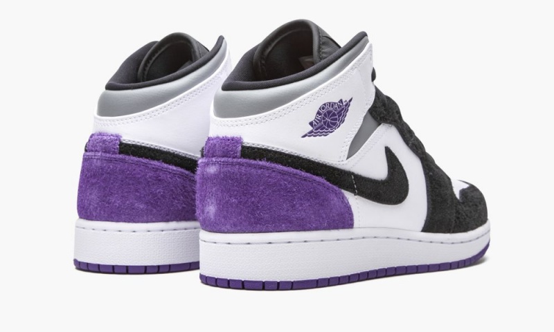 Nike Air Jordan 1 Mid SE GS 'Court Purple Mokka' Lasten Kengät Valkoinen Violetit Mustat | 765TNVSKB