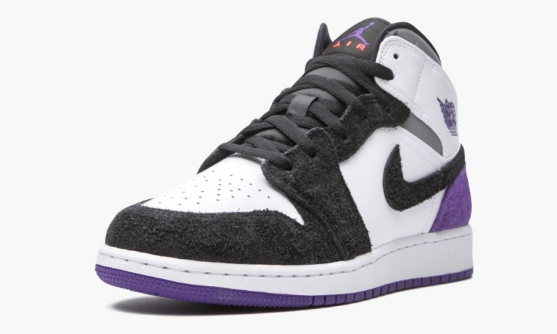 Nike Air Jordan 1 Mid SE GS 'Court Purple Mokka' Lasten Kengät Valkoinen Violetit Mustat | 765TNVSKB