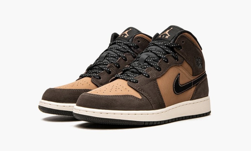 Nike Air Jordan 1 Mid SE GS 'Earth Tone' Lasten Kengät Tummansuklaa Punainen | 217OXDJFK