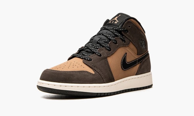 Nike Air Jordan 1 Mid SE GS 'Earth Tone' Lasten Kengät Tummansuklaa Punainen | 217OXDJFK