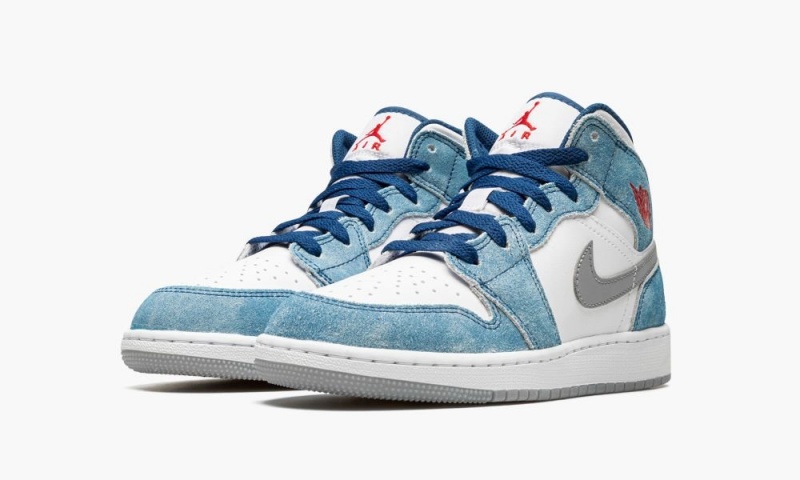 Nike Air Jordan 1 Mid SE GS 'French Blue' Lasten Kengät Sininen Punainen Valkoinen | 359FUXSCD