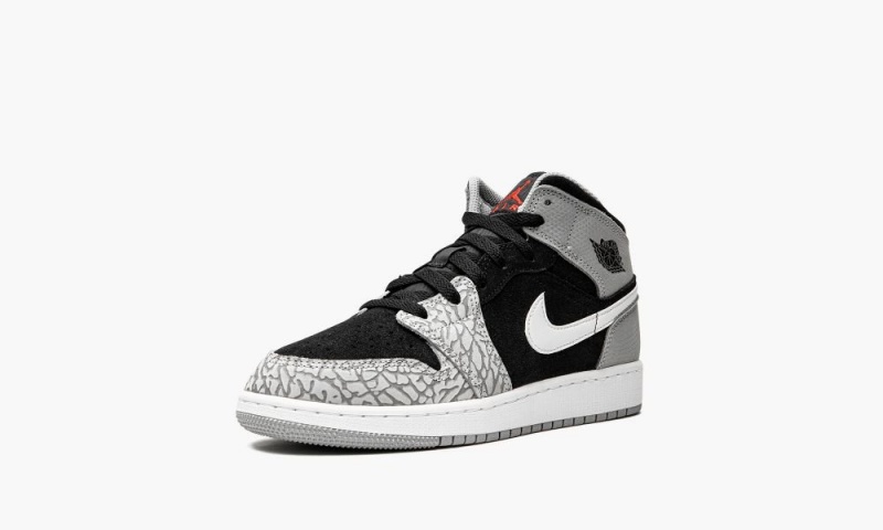Nike Air Jordan 1 Mid SE GS Lasten Kengät Mustat Punainen Valkoinen | 714AJSXIP