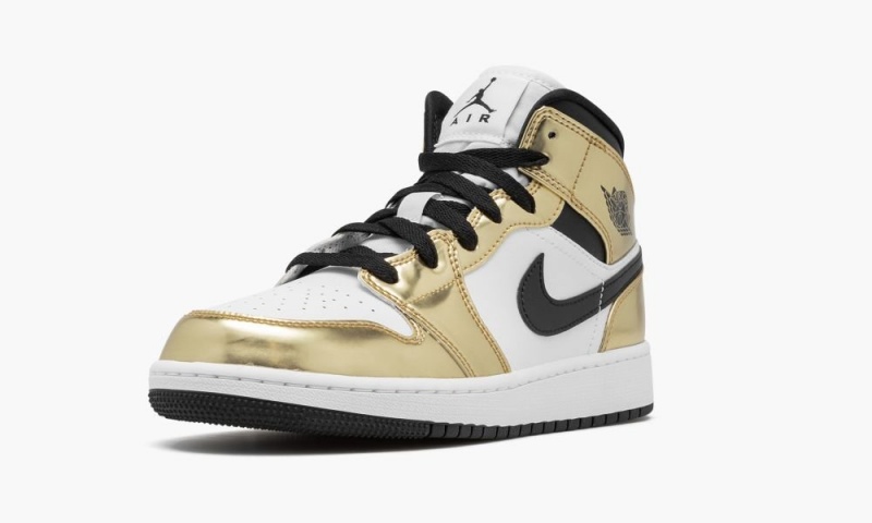 Nike Air Jordan 1 Mid SE GS 'Metallic Gold' Lasten Kengät Metal Kultaiset Mustat Valkoinen | 290CVTEIH