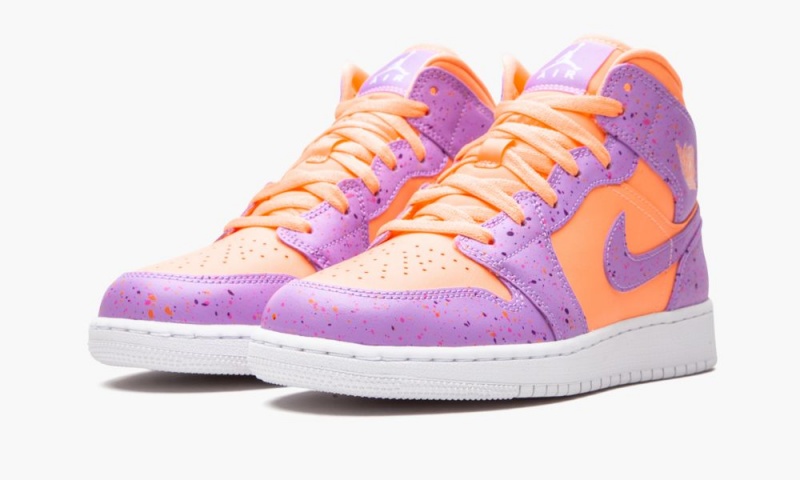 Nike Air Jordan 1 Mid SE (GS) 'Orange Pulse / Atomic Violet' Lasten Kengät Oranssi Violetit | 740IENRMO
