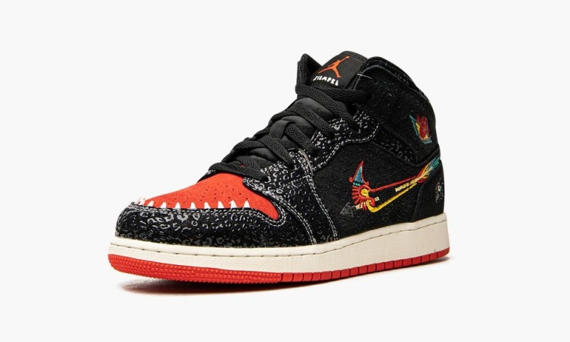Nike Air Jordan 1 Mid SE GS 'Siempre Familia' Lasten Kengät Mustat Punainen | 125TKHCBD
