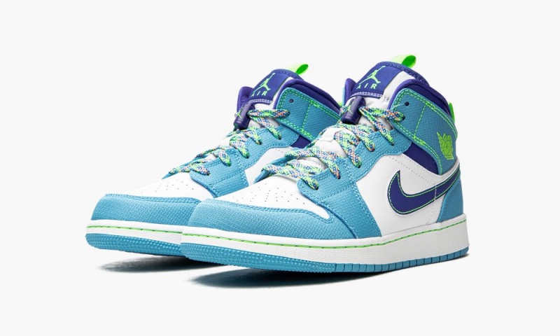 Nike Air Jordan 1 Mid SE GS 'Sprite Blue' Lasten Kengät Valkoinen Sininen | 390VUOBWK