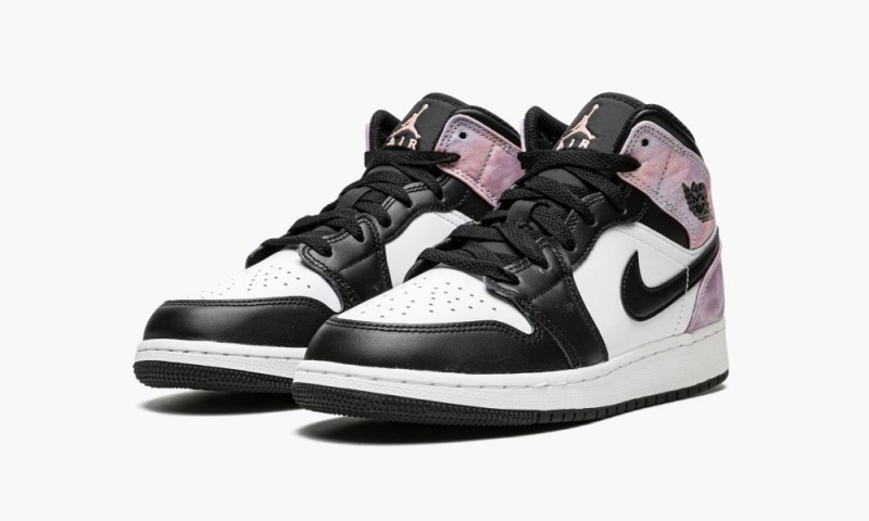 Nike Air Jordan 1 Mid SE GS 'Tie Dye' Lasten Kengät Mustat Koralli Valkoinen | 014VTXNSU