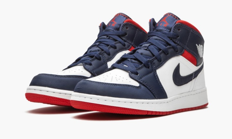 Nike Air Jordan 1 Mid SE GS 'USA' Lasten Kengät Laivastonsininen Valkoinen Punainen | 907OBUZHN