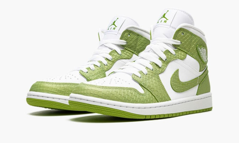 Nike Air Jordan 1 Mid SE 'Green Python' Naisten Kengät Valkoinen Vihreä Valkoinen | 852RIBEGT