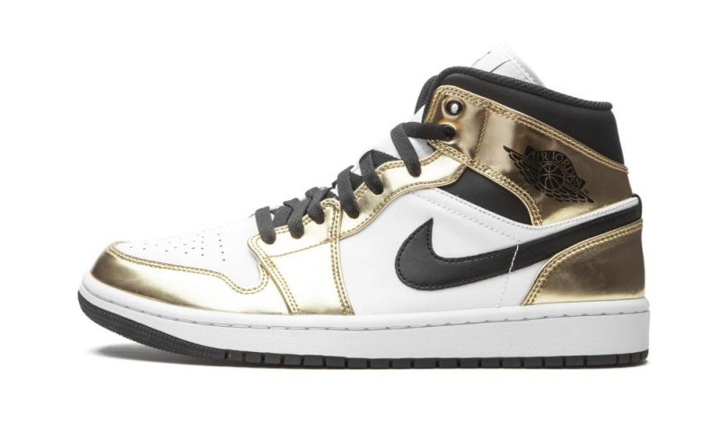 Nike Air Jordan 1 Mid SE \'Metallic Gold\' Miesten Kengät Metal Kultaiset Mustat Valkoinen | 452RCTDFI