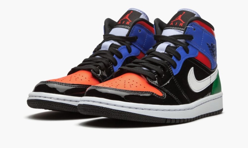 Nike Air Jordan 1 Mid SE 'Multicolor Kiiltonahka' Naisten Kengät Mustat Punainen | 516RBFVKM
