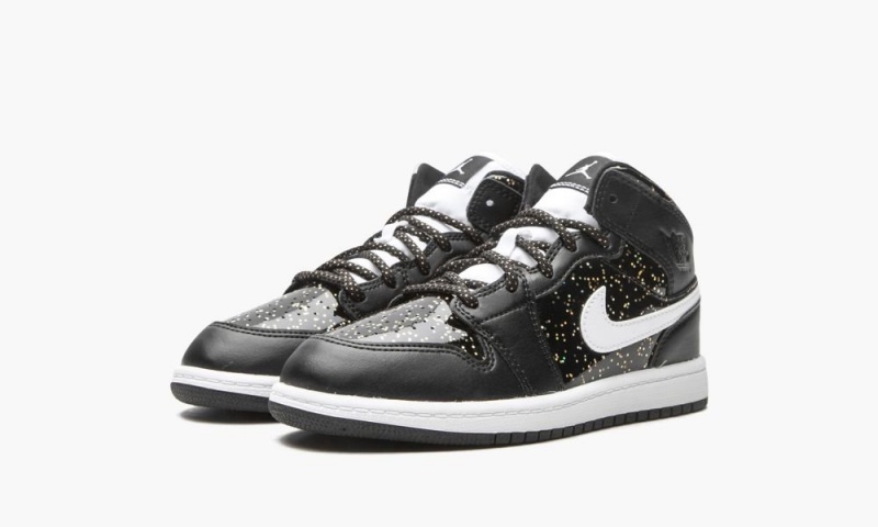 Nike Air Jordan 1 Mid SE PS 'Black Glitter' Lasten Kengät Mustat Valkoinen Kultaiset | 058OFUPMI