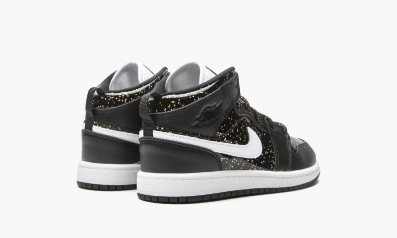 Nike Air Jordan 1 Mid SE PS 'Black Glitter' Lasten Kengät Mustat Valkoinen Kultaiset | 058OFUPMI