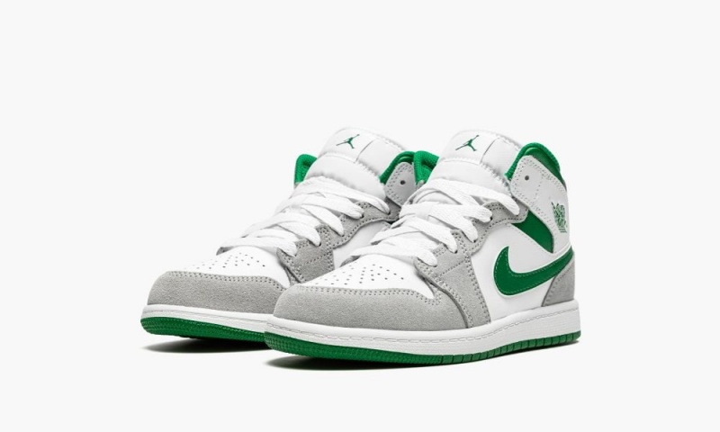 Nike Air Jordan 1 Mid SE PS 'Grey / Green' Lasten Kengät Valkoinen Syvä Vihreä | 462MVIJFD