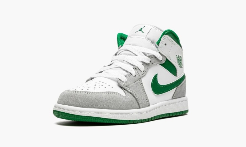 Nike Air Jordan 1 Mid SE PS 'Grey / Green' Lasten Kengät Valkoinen Syvä Vihreä | 462MVIJFD