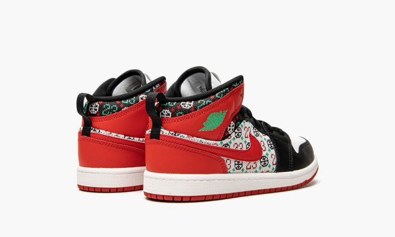 Nike Air Jordan 1 Mid SE (PS) 'Ugly Christmas Villa' Lasten Kengät Valkoinen Punainen Mustat | 730OKUVRP
