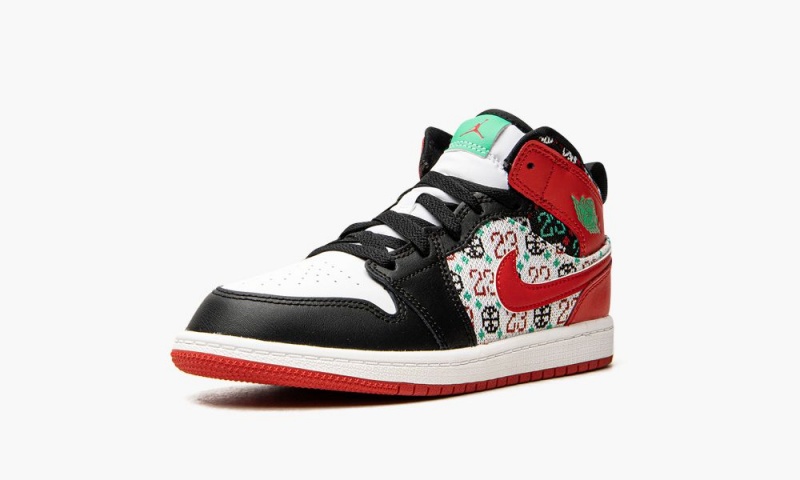 Nike Air Jordan 1 Mid SE (PS) 'Ugly Christmas Villa' Lasten Kengät Valkoinen Punainen Mustat | 730OKUVRP