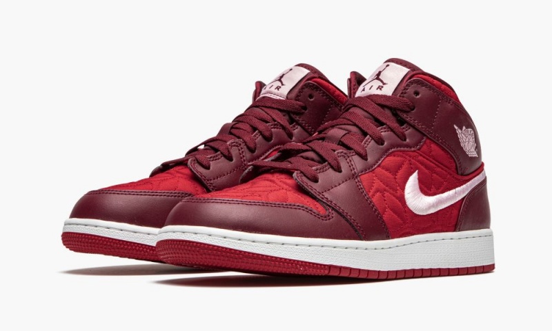 Nike Air Jordan 1 Mid SE 'Red Quilt' Lasten Kengät Punainen Pinkki | 128PNVFAG