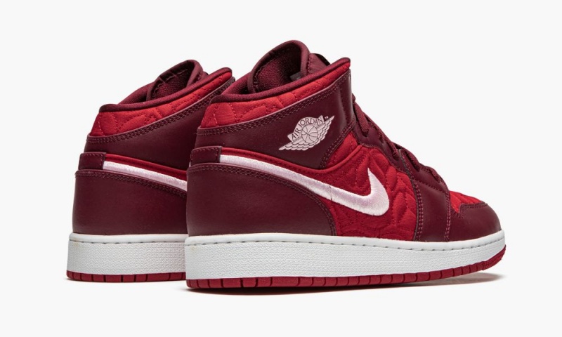 Nike Air Jordan 1 Mid SE 'Red Quilt' Lasten Kengät Punainen Pinkki | 128PNVFAG