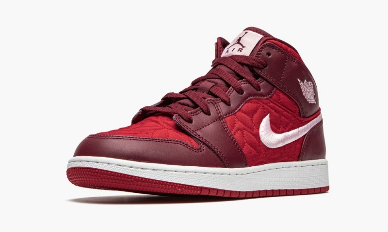 Nike Air Jordan 1 Mid SE 'Red Quilt' Lasten Kengät Punainen Pinkki | 128PNVFAG