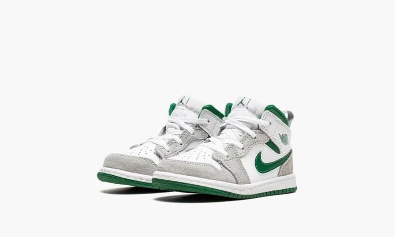 Nike Air Jordan 1 Mid SE TD 'Grey / Pine Green' Lasten Kengät Valkoinen Syvä Vihreä Harmaat | 179HNMOJZ