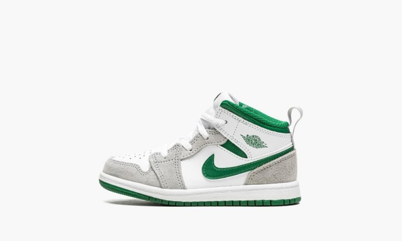 Nike Air Jordan 1 Mid SE TD \'Grey / Pine Green\' Lasten Kengät Valkoinen Syvä Vihreä Harmaat | 179HNMOJZ